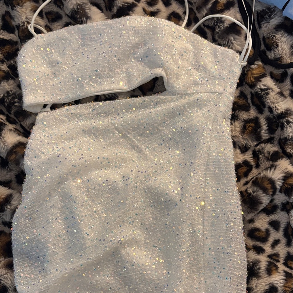 Selfie Leslie White Sequin Wedding Dress